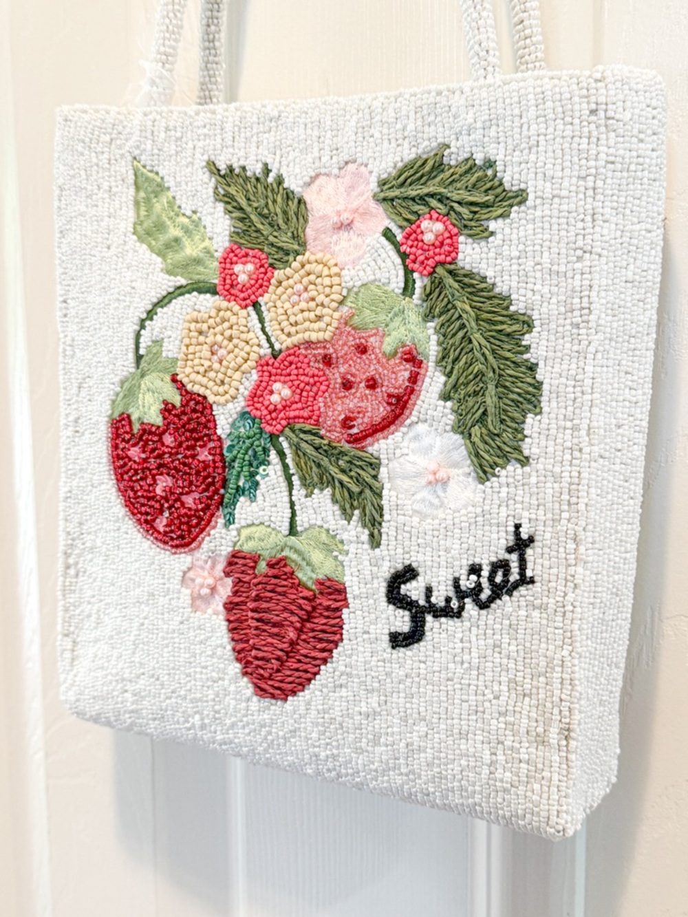 Viral TJ Maxx Beaded Strawberry Tote Bag Handmade India